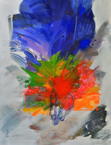 Le bouquet de la mariée    huile et pigments sur toile  91 x 118  cm  2018